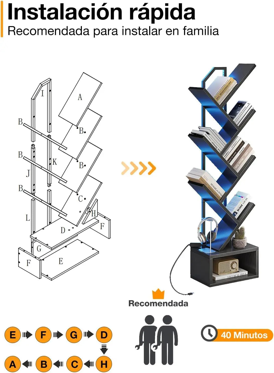 Coleshome Tree Bookshelf with LED Strips