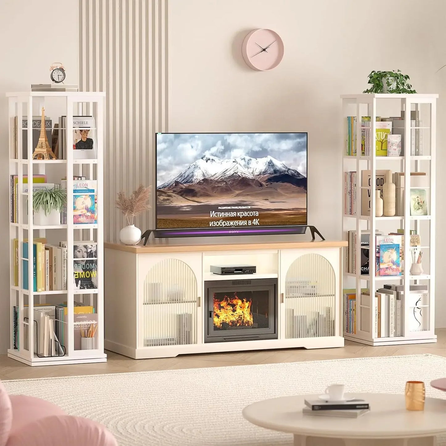 White 360° Rotating Bookshelf