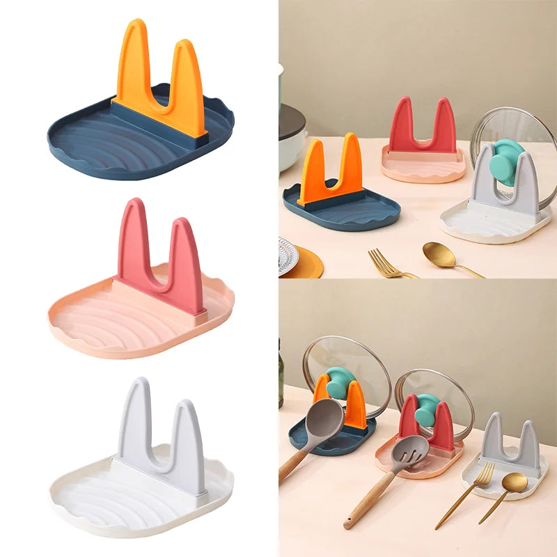Pan Lid Holder Supports Spoons Pot Cover Rests Spatula Stand for Kitchen Convenience Utensils Tools Accessories Cooker Organizer