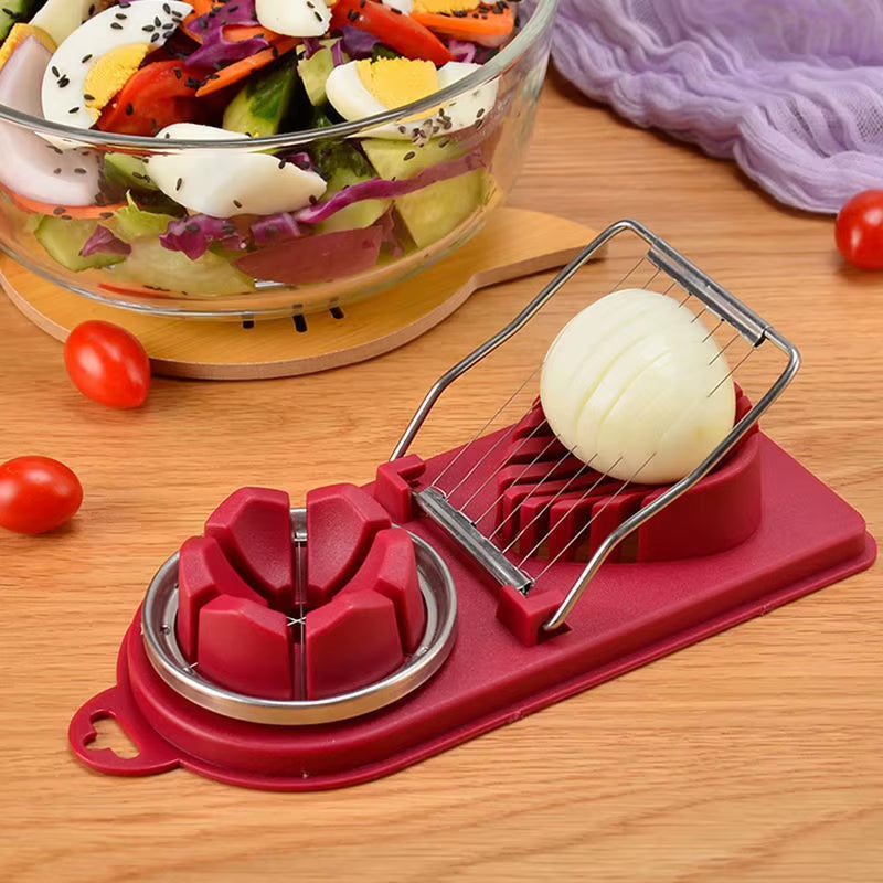 Professional Stainless Steel Multifunctional Egg Cutter and Flower-Shape Luncheon Meat Slicer Kitchen Gadget