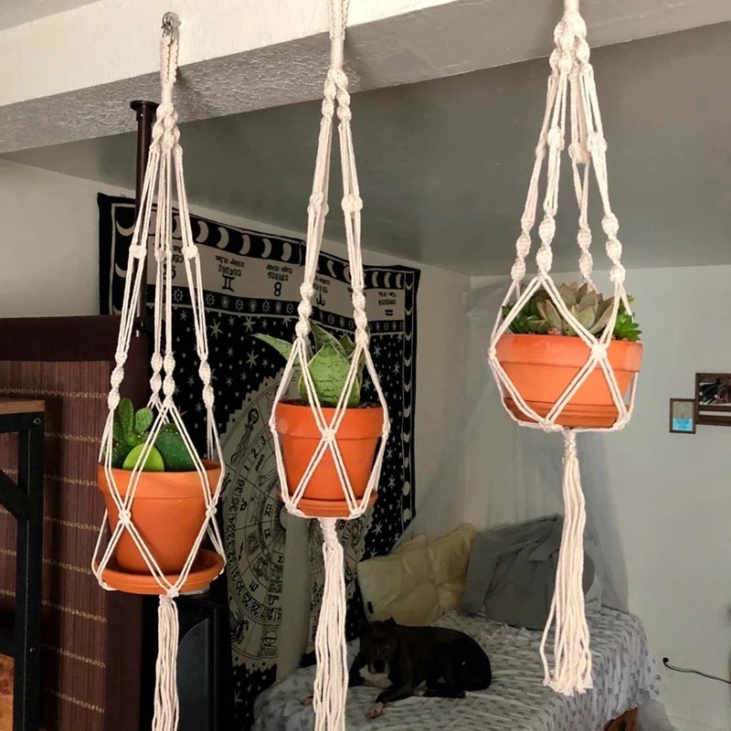 Macrame Hanging Plant Holder Wall Flower Pot Basket for Home