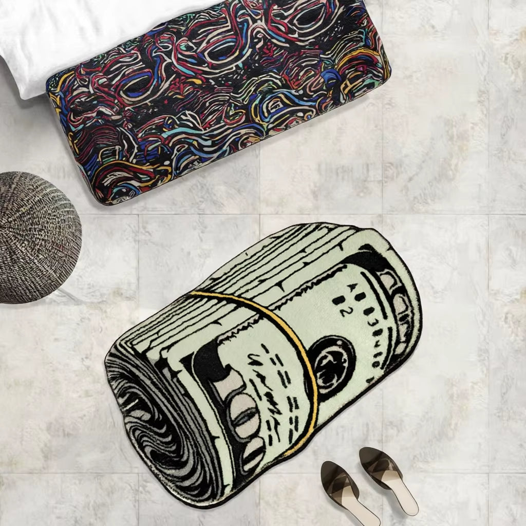 Dollar Print Rug Money Design Non-Slip Soft Plush Carpet for Game Room