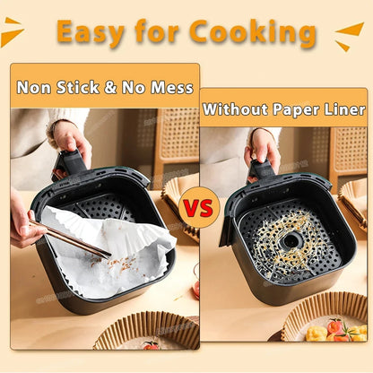 Non-Stick Air Fryer Paper Liners Disposable Baking Sheets for Easy Cooking and Cleaning