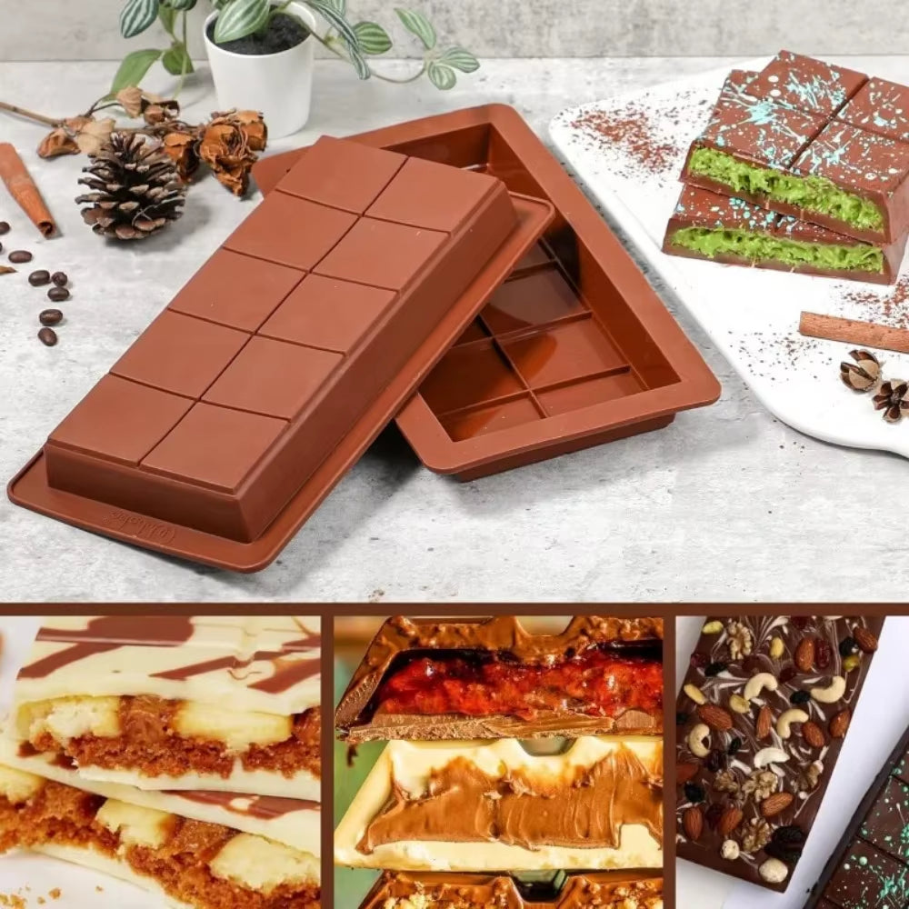 Silicone Chocolate Bar Mold – Break-Apart Rectangle Mold for Chocolate, Protein Bars & Wax Melts