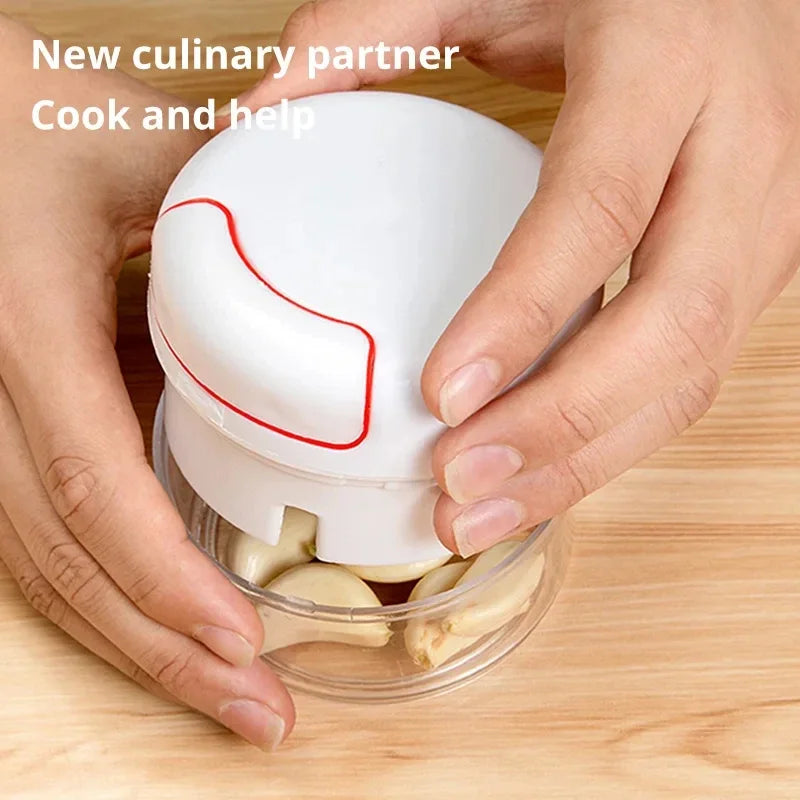 White Handheld Garlic Grinder - Multi-Functional Kitchen Tool for Efficient Garlic Shredding