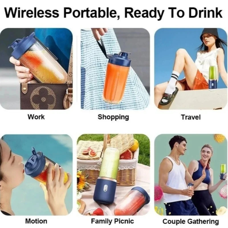 400ML Portable Electric Fruit Juicer and Milkshake Mixer with Double Cup - Multifunctional Household Blender