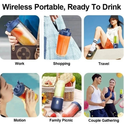 400ML Portable Electric Fruit Juicer and Milkshake Mixer with Double Cup - Multifunctional Household Blender