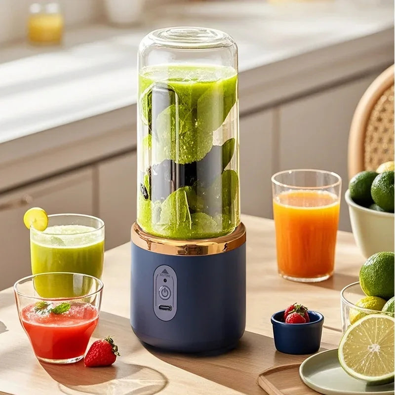 400ML Portable Electric Fruit Juicer and Milkshake Mixer with Double Cup - Multifunctional Household Blender