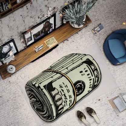 Dollar Print Rug Money Design Non-Slip Soft Plush Carpet for Game Room