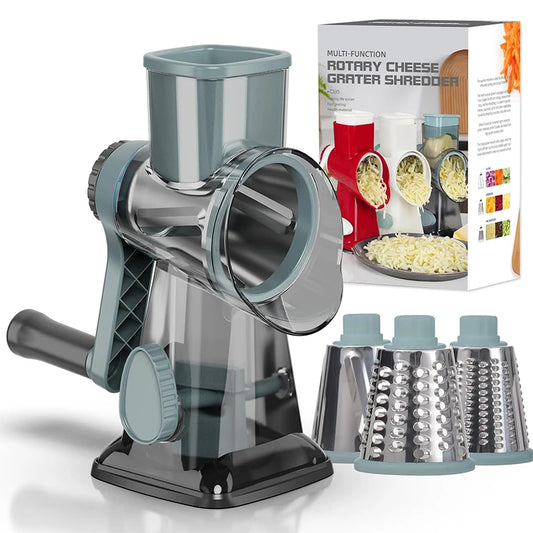 3 in 1 Rotary Cheese Grater Manual Vegetable Slicer and Food Shredder for Cheese, Vegetables and Nuts