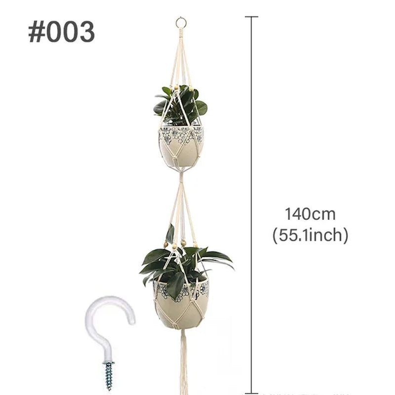 Macrame Hanging Plant Holder Wall Flower Pot Basket for Home