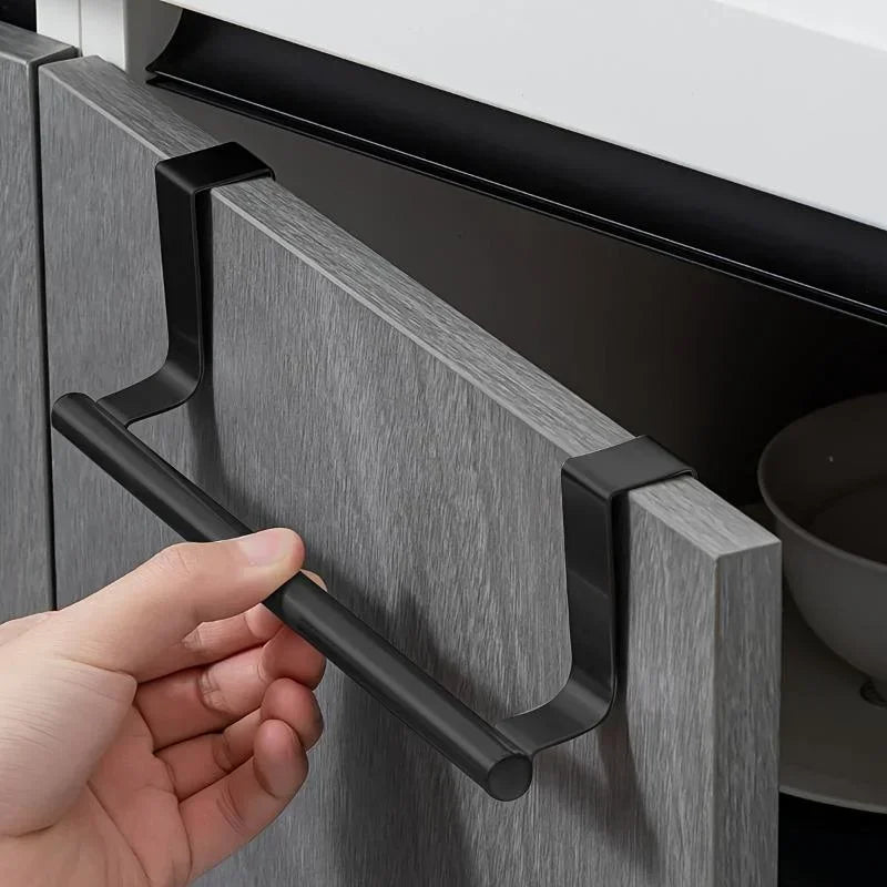 Steel Over-Cabinet Towel Rack - Punch-Free Bathroom Organizer and Storage Solution