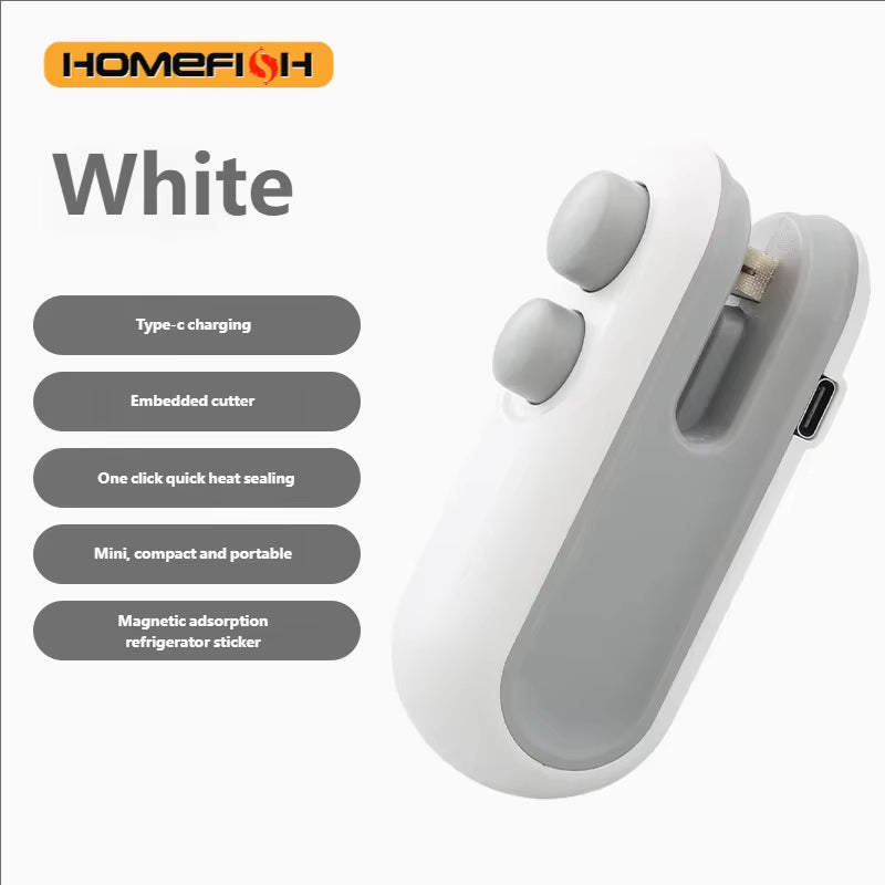 Mini Handheld Food Sealer USB Rechargeable Clip for Bags and Kitchen Storage