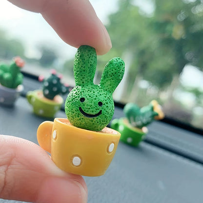 Set of 4 Mini Resin Succulent Cactus Plants for Home, Office, and Craft Decor