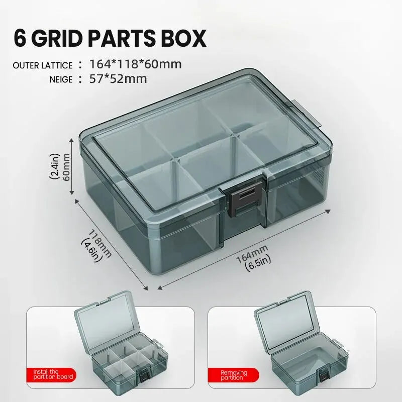 Durable Plastic Tool Parts Storage Box for Screw and Electronic Component Organization with Thickened Grid Design