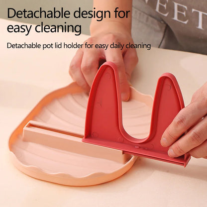 Pan Lid Holder Supports Spoons Pot Cover Rests Spatula Stand for Kitchen Convenience Utensils Tools Accessories Cooker Organizer