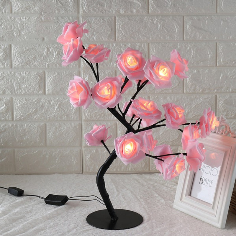 LED Rose Tree Lamp Small Decorative Table Lamp Romantic Night Light