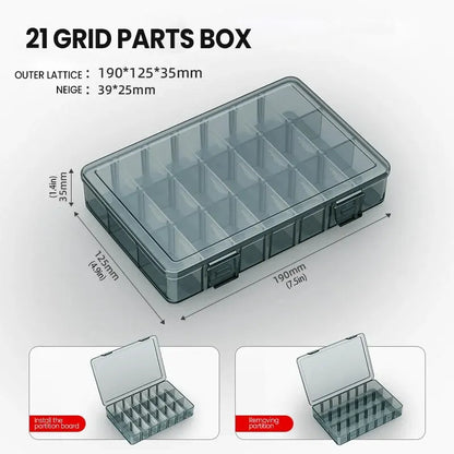 Durable Plastic Tool Parts Storage Box for Screw and Electronic Component Organization with Thickened Grid Design