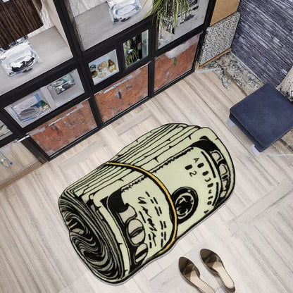 Dollar Print Rug Money Design Non-Slip Soft Plush Carpet for Game Room