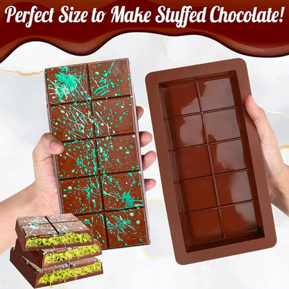 Silicone Chocolate Bar Mold – Break-Apart Rectangle Mold for Chocolate, Protein Bars & Wax Melts