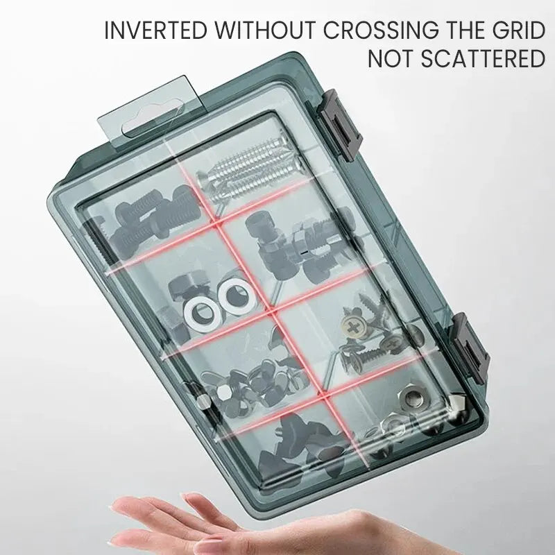 Durable Plastic Tool Parts Storage Box for Screw and Electronic Component Organization with Thickened Grid Design