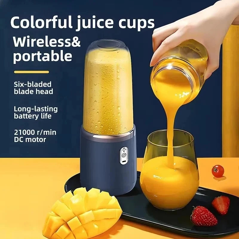 400ML Portable Electric Fruit Juicer and Milkshake Mixer with Double Cup - Multifunctional Household Blender