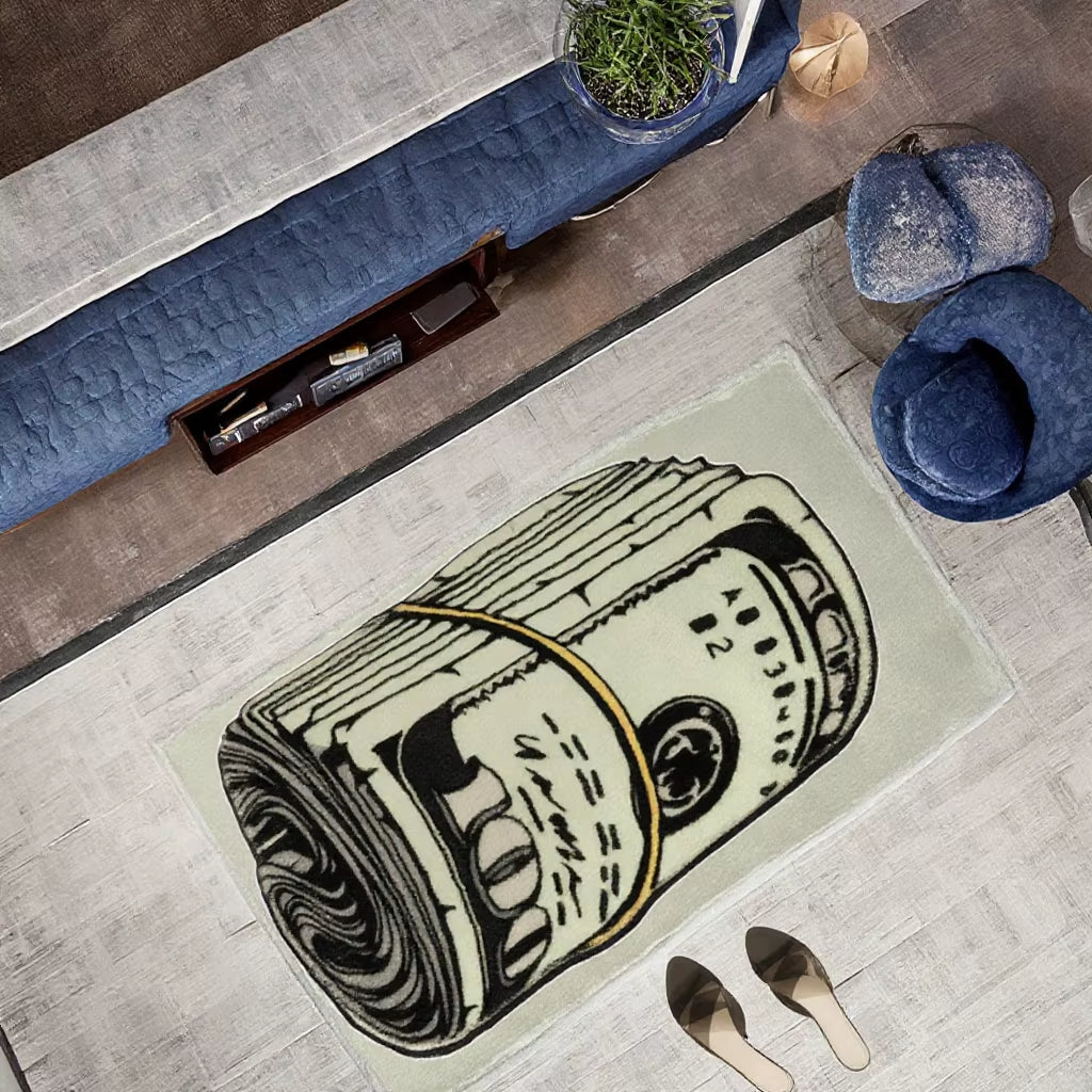 Dollar Print Rug Money Design Non-Slip Soft Plush Carpet for Game Room