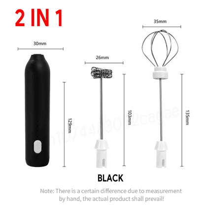 Premium USB-C Rechargeable Milk Frother – Powerful Handheld Coffee Foam Maker & Stainless Steel Whisk for Latte, Cappuccino & Matcha
