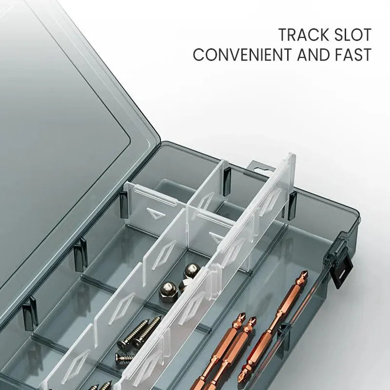Durable Plastic Tool Parts Storage Box for Screw and Electronic Component Organization with Thickened Grid Design