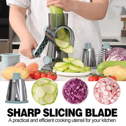 3 in 1 Rotary Cheese Grater Manual Vegetable Slicer and Food Shredder for Cheese, Vegetables and Nuts