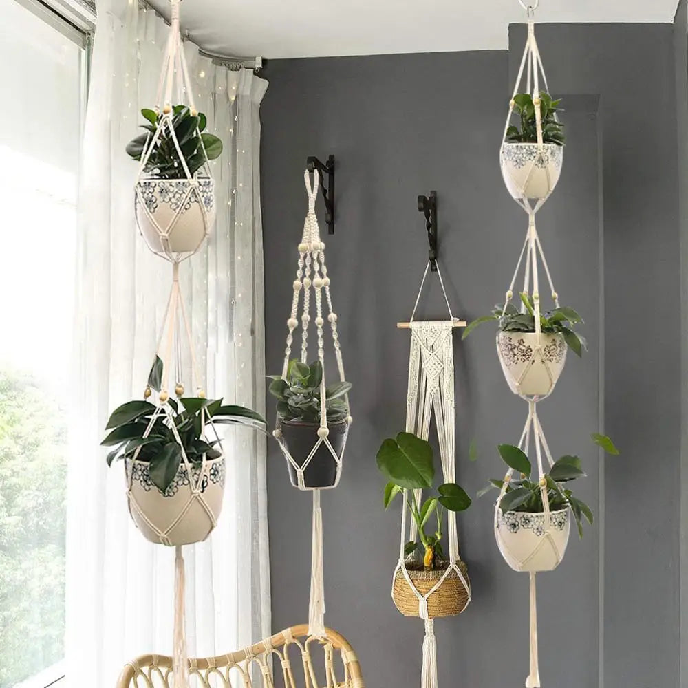 Macrame Hanging Plant Holder Wall Flower Pot Basket for Home