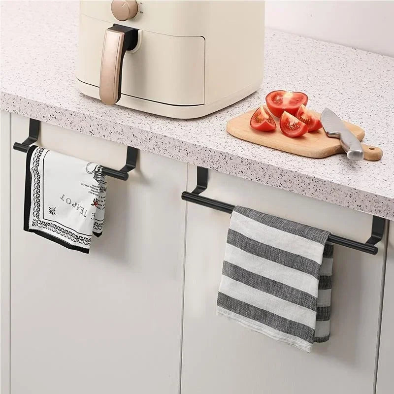 Steel Over-Cabinet Towel Rack - Punch-Free Bathroom Organizer and Storage Solution