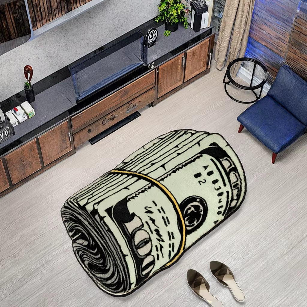 Dollar Print Rug Money Design Non-Slip Soft Plush Carpet for Game Room