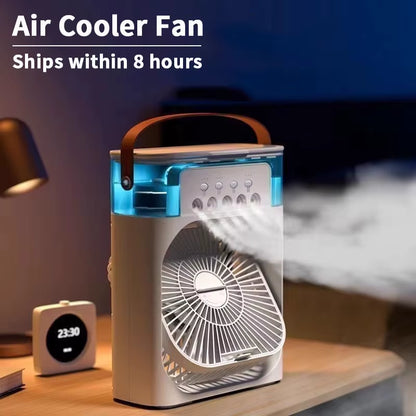 Portable 3 in 1 Cooling Fan with Air Humidifier and LED Night Light for Indoor Use