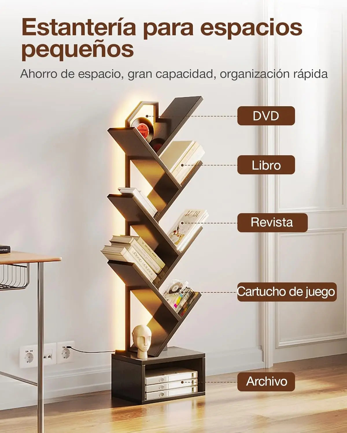 Coleshome Tree Bookshelf with LED Strips
