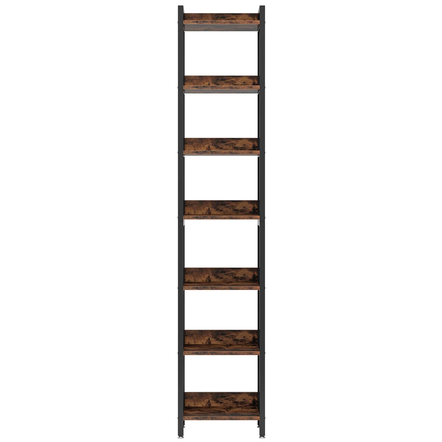 Tall Narrow 7 Tier Bookshelf Rustic Style Vertical Shelf