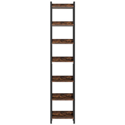 Tall Narrow 7 Tier Bookshelf Rustic Style Vertical Shelf