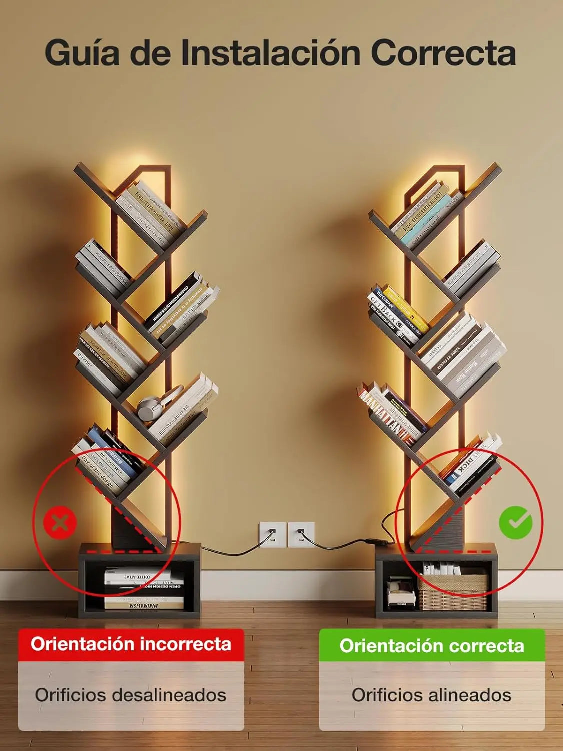 Coleshome Tree Bookshelf with LED Strips