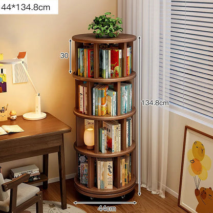 Premium Solid Wood Rotating 360° Bookshelf