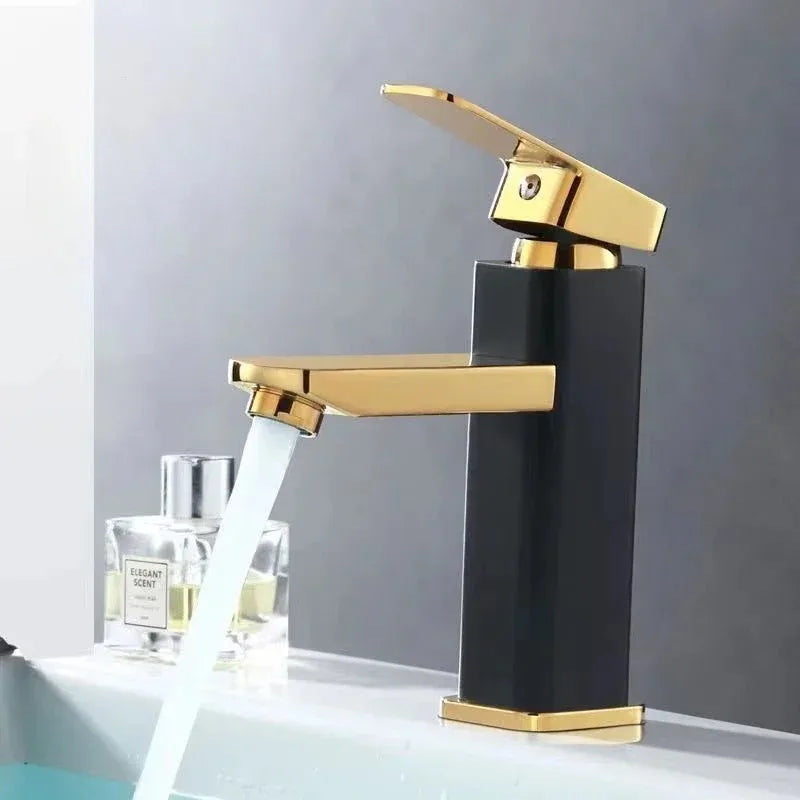 Stainless Steel Bathroom Basin Faucet Deck Mounted Hot and Cold Water