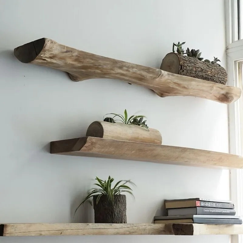Handcrafted Rustic Solid Wood Wall Shelf