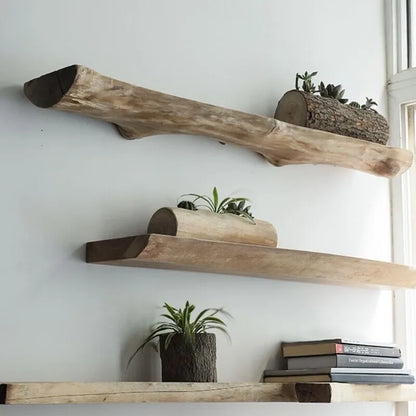 Handcrafted Rustic Solid Wood Wall Shelf