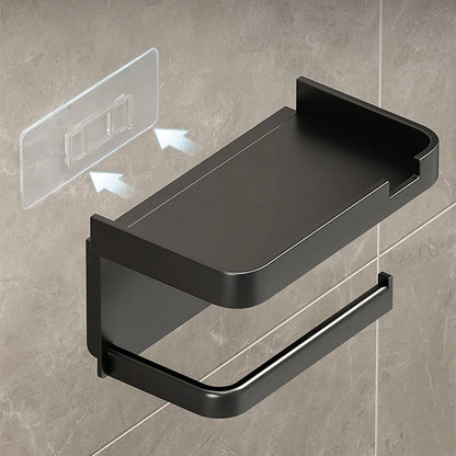 Wall-Mounted No-Drill Toilet Paper Holder with Shelf