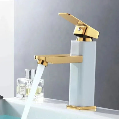 Stainless Steel Bathroom Basin Faucet Deck Mounted Hot and Cold Water