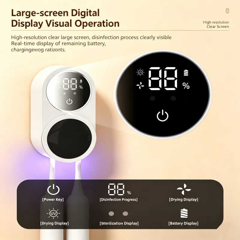 Portable Rechargeable Toothbrush Sterilizer Induction Switch with Charge Display UV