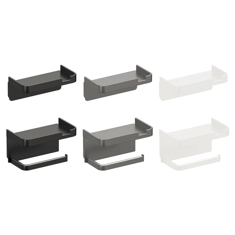 Wall-Mounted No-Drill Toilet Paper Holder with Shelf