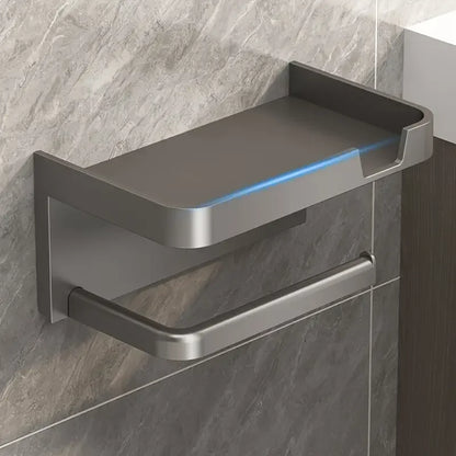 Wall-Mounted No-Drill Toilet Paper Holder with Shelf