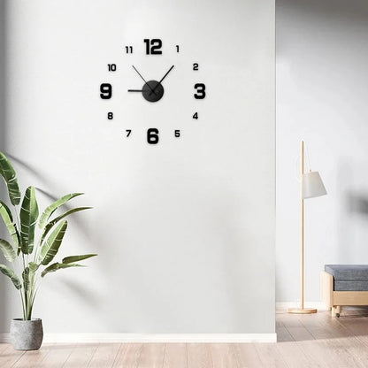 Frameless DIY Silent Wall Clock Decal for Home and Office Decor