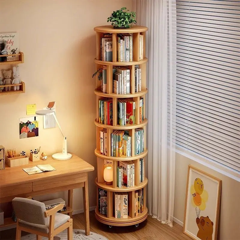 Premium Solid Wood Rotating 360° Bookshelf