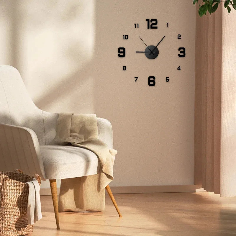 Frameless DIY Silent Wall Clock Decal for Home and Office Decor
